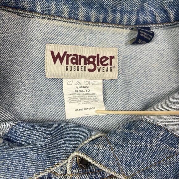 Vintage Wrangler Rugged Wear Jean Jacket XL Mens Denim Trucker Cowboy Western - Picture 9 of 12